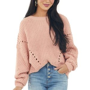 Boutique chenille bubble sleeve sweater